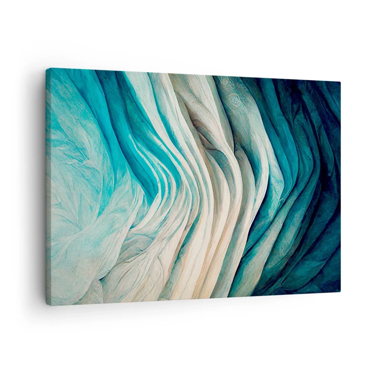 Vászonkép - Dinamikus hullámok kék és fehér árnyalatokban - 70x50cm - Kék telhetetlenség - Modern fali dekoráció nappalihoz és hálószobához ARTTOR