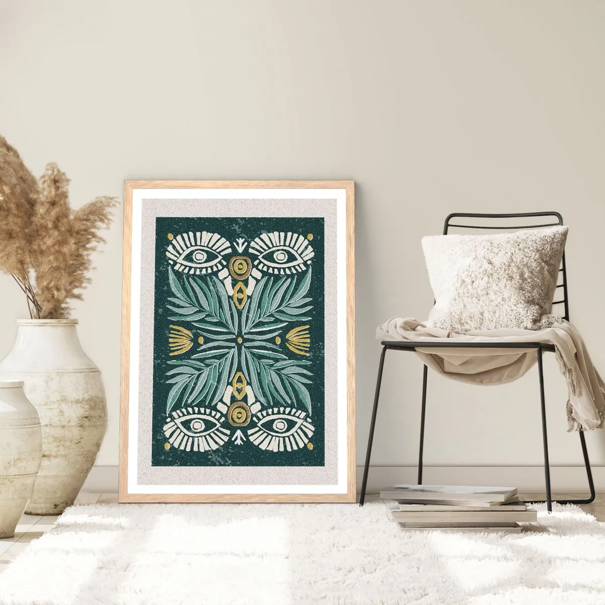 Poszter világos tölgy keretben - Mint egy népi kivágás - 61x91 cm