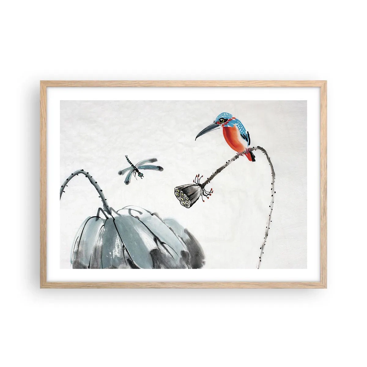 Poszter világos tölgy keretben - A rét élete - 70x50 cm