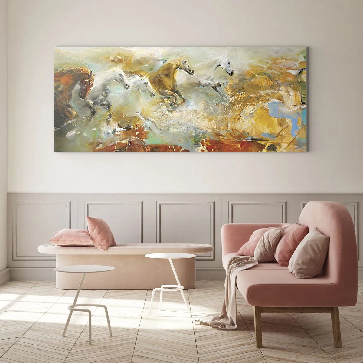 Üveg kép - Vágta a fényen át  - 140x50 cm