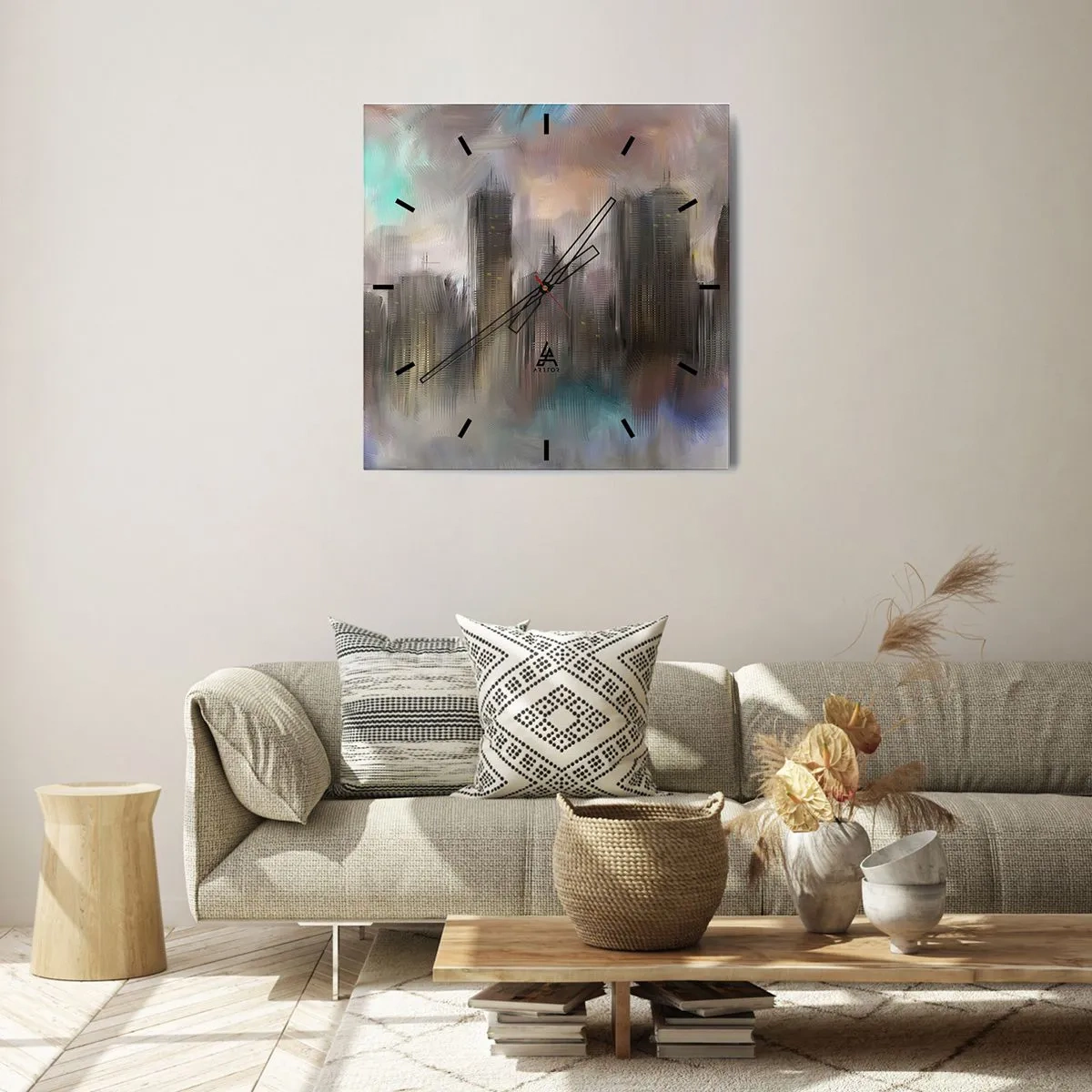 Falióra, Óra - Acél, kő és köd összetétele - 40x40 cm