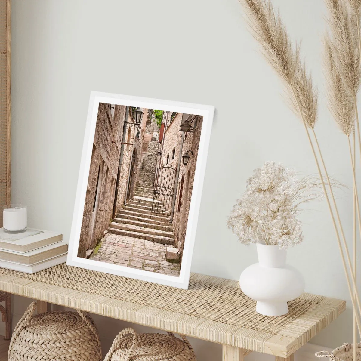Poszter fekete keretben - Varázslatos régi sikátor - 30x40 cm