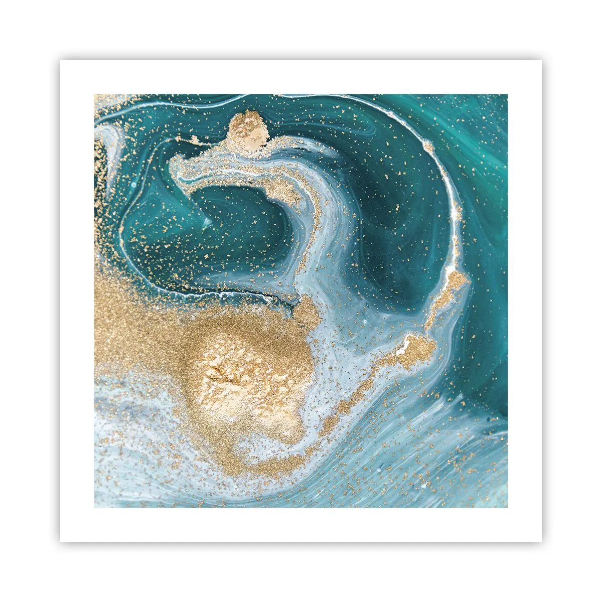 Poszter - Arany és türkiz örvénye - 50x50 cm