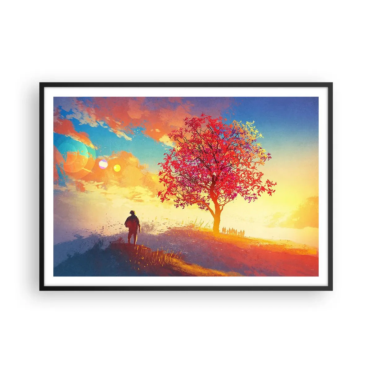 Poszter fehér keretben - Zarándok a célállomáson - 100x70 cm