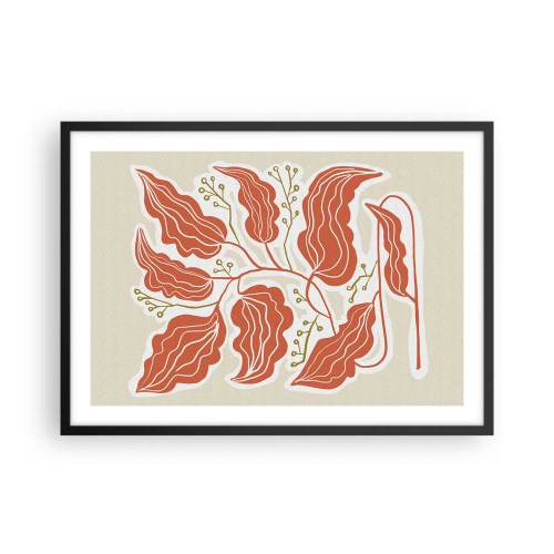 Poszter fehér keretben - Népi és korall - 70x50 cm