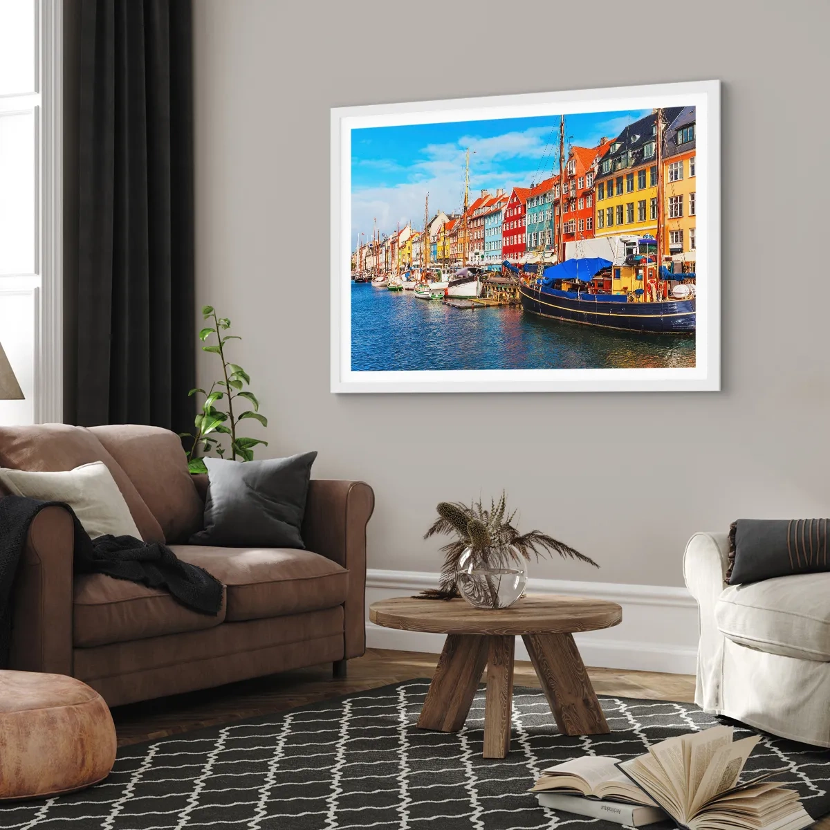 Poszter fekete keretben - Örömteli rakpart - 91x61 cm