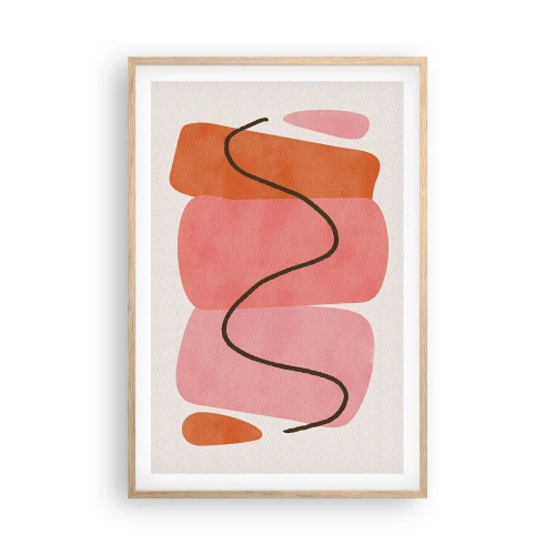 Poszter világos tölgy keretben - Formák szelíd mozgása - 61x91 cm