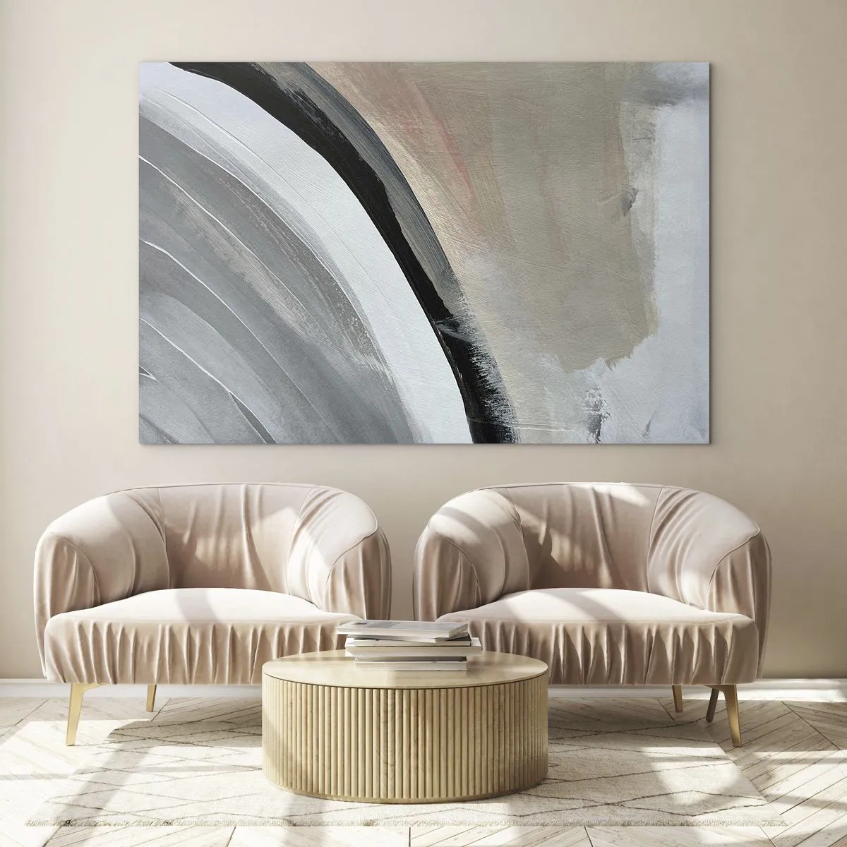 Üveg kép - Kompozíció: a fekete és szürke íve - 120x80 cm