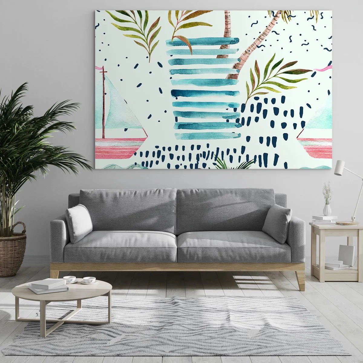 Üveg kép - Ünnepek a pálmafák alatt - 70x50cm - Nyaralás pálmafák alatt - Modern fali dekoráció nappalihoz és hálószobához ARTTOR