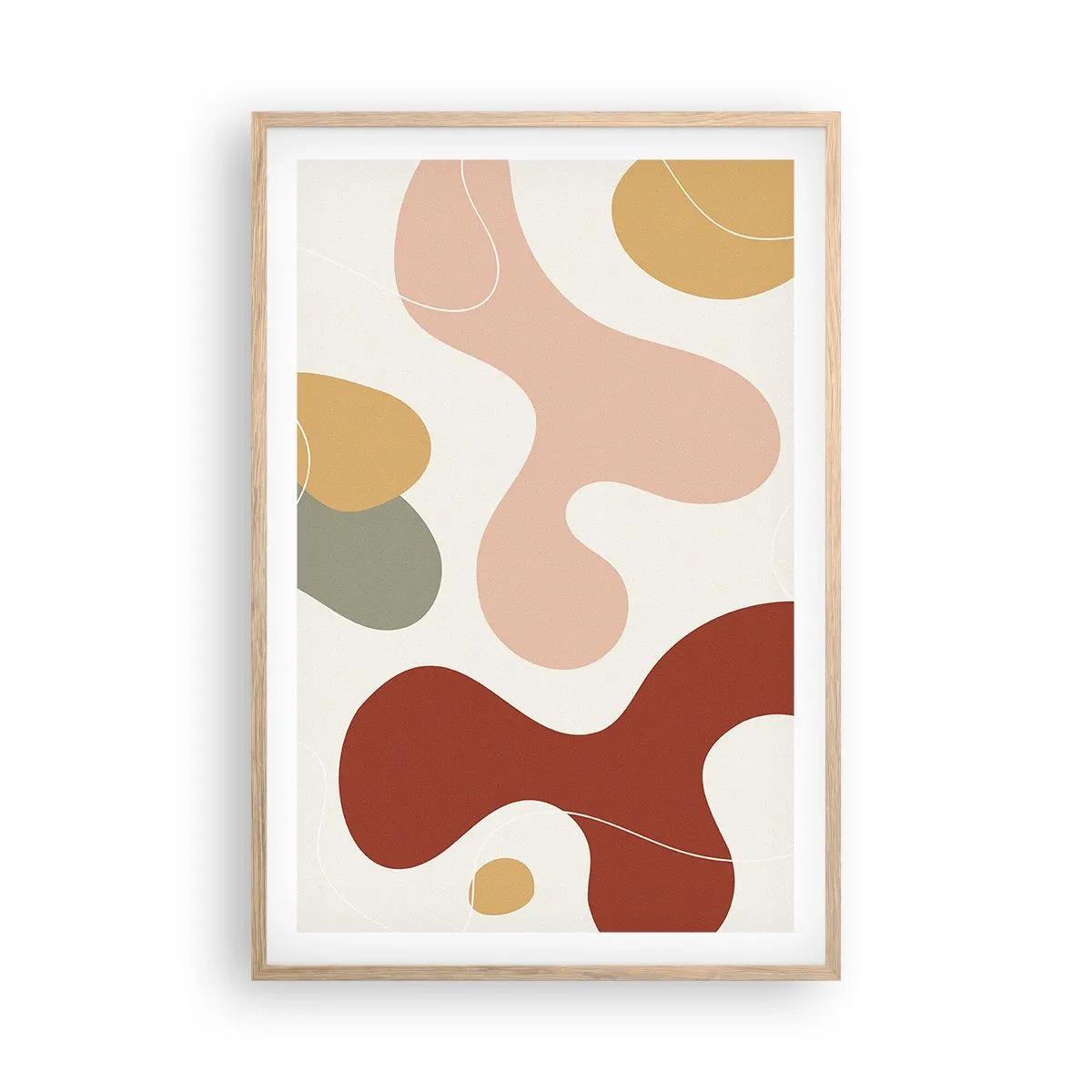 Poszter világos tölgy keretben - Pöttyök vagy hullámok? - 61x91 cm