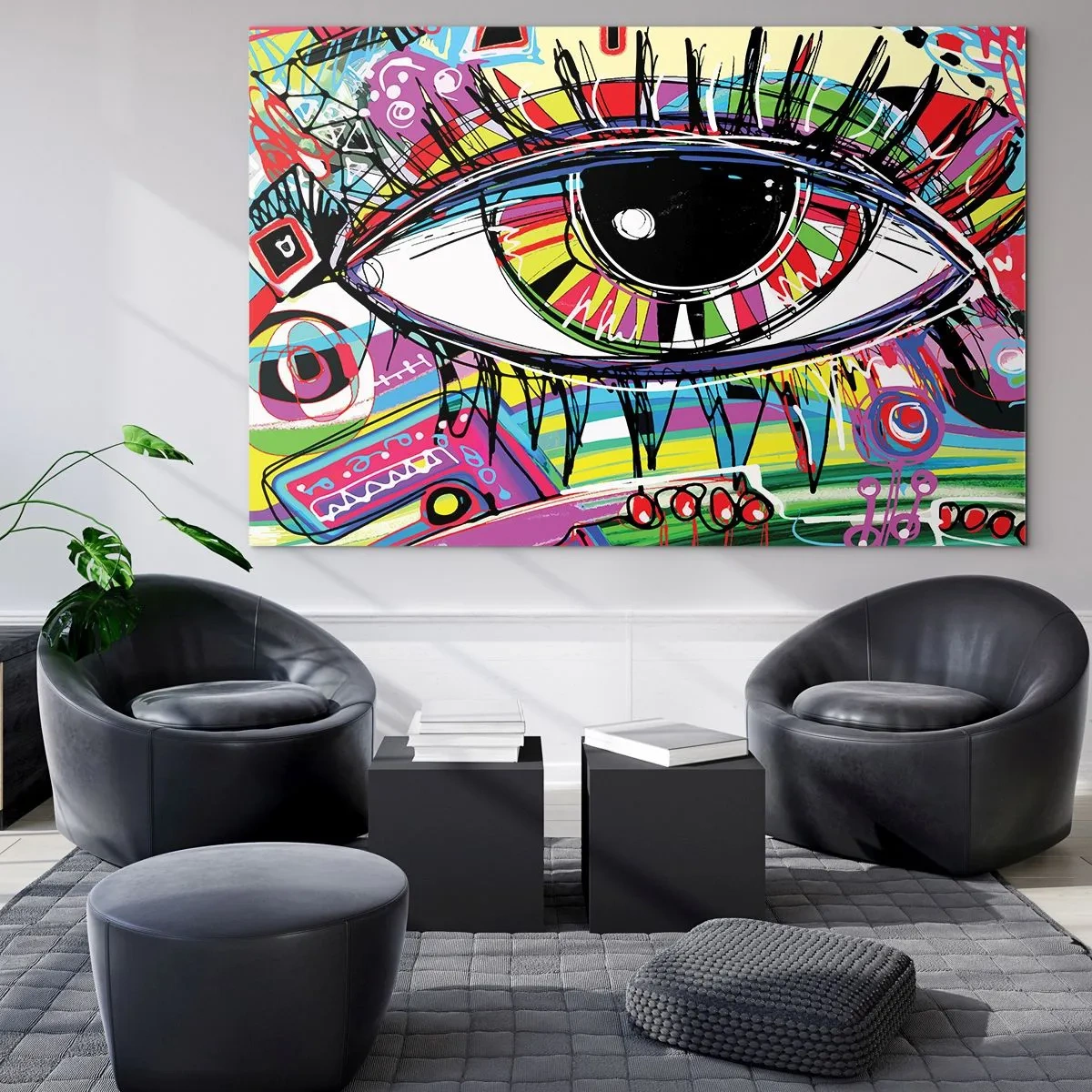 Üveg kép - Színes szem absztrakt stílusban - 70x50cm - Színes szem - színes lélek - Modern fali dekoráció nappalihoz és hálószobához ARTTOR