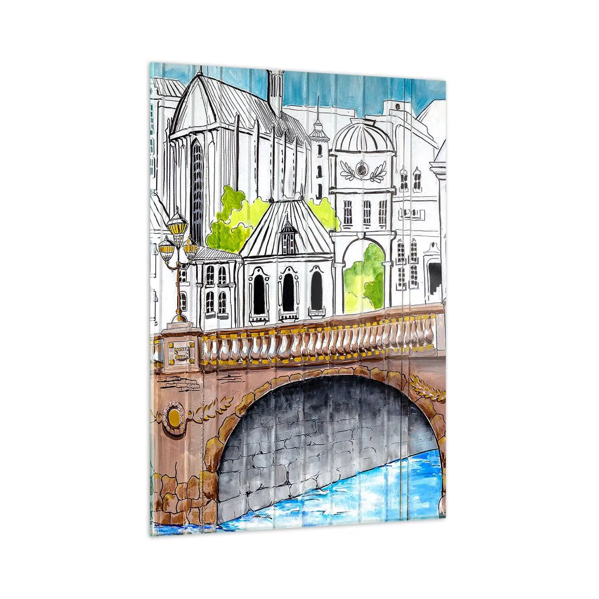 Üveg kép - Város mint a festményről - 50x70 cm