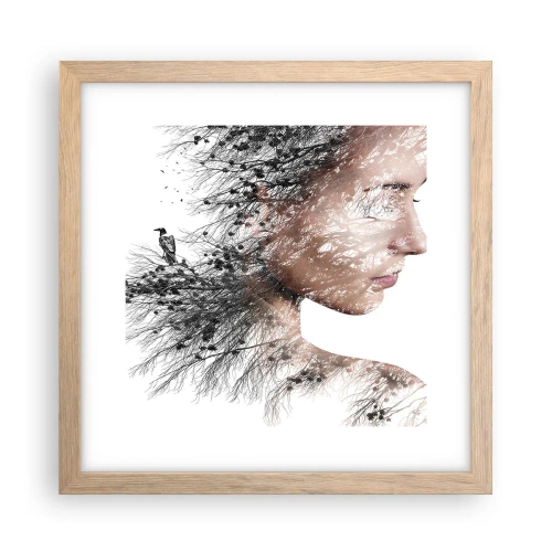 Poszter világos tölgy keretben - Az erdő szelleme - 30x30 cm