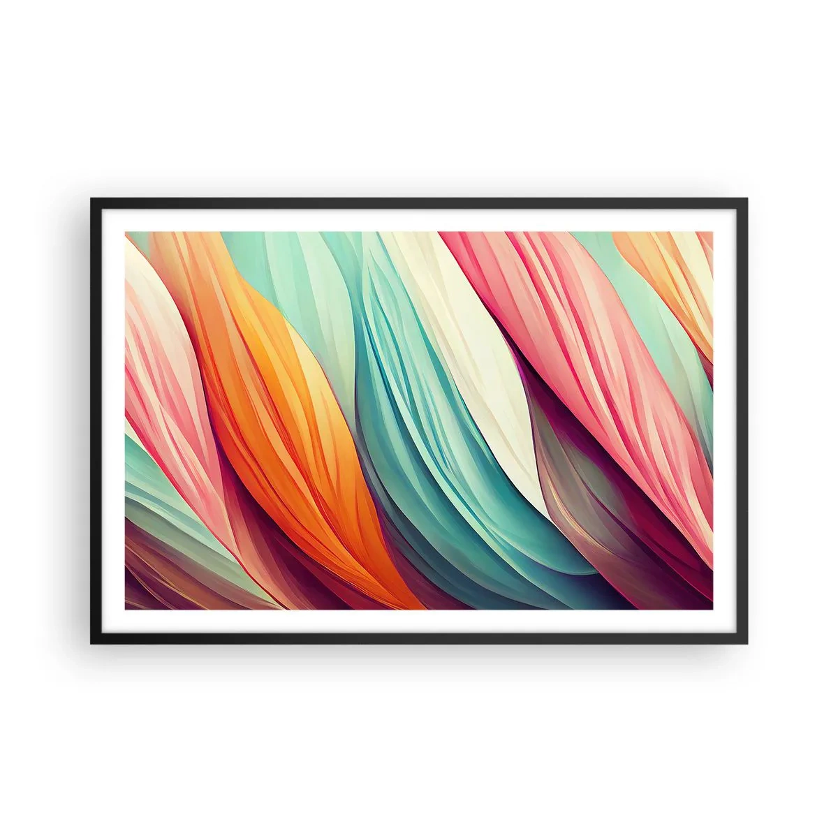 Poszter fehér keretben - Szivárványos szövés - 91x61 cm