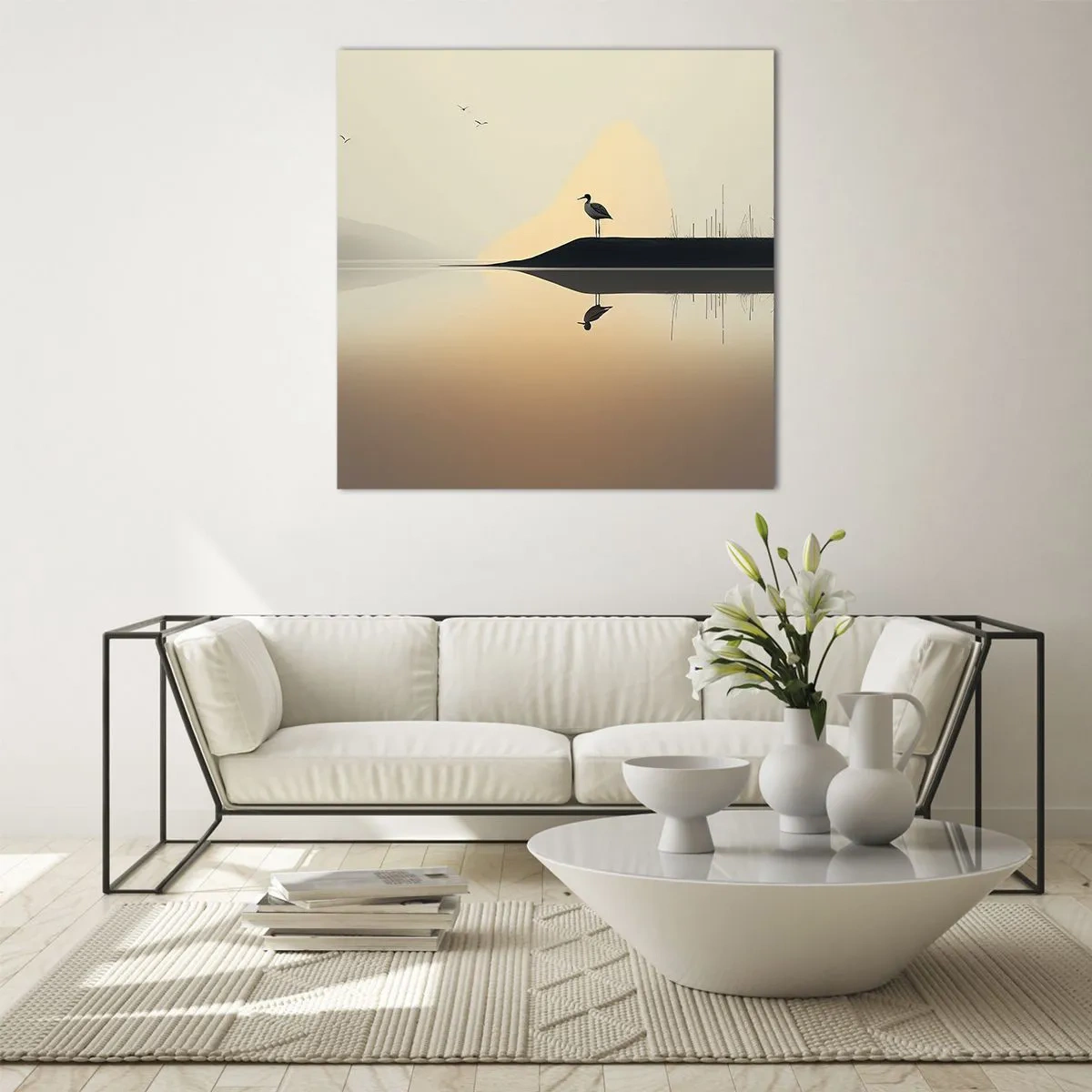 Üveg kép - Ember a tavon - 40x40 cm