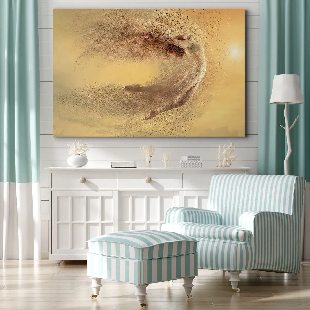 Vászonkép - Dinamikus mozgású figura szétesési hatással - 70x50cm - Tánc eksztázisban - Modern fali dekoráció nappalihoz és hálószobához ARTTOR