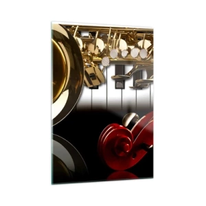 Üveg kép - Fémlemez, fa és elefántcsont - 50x70 cm