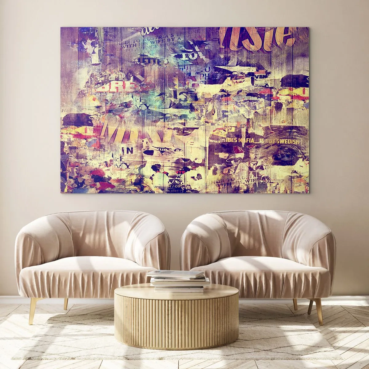 Üveg kép - Absztrakt kompozíció városi textúrákkal és graffitivel - 70x50cm - És csak ennyi lesz - Modern fali dekoráció nappalihoz és hálószobához ARTTOR