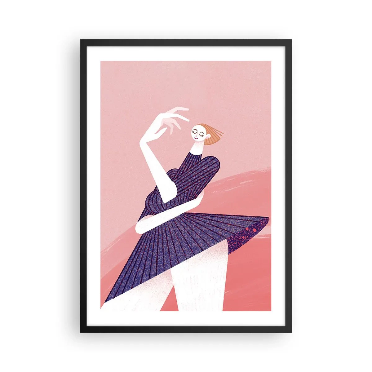 Poszter fehér keretben - Absztrakt női sziluett dinamikus pózban - 50x70cm - Minden lépés egy táncos pas - Modern fali dekoráció nappalihoz és hálószobához ARTTOR