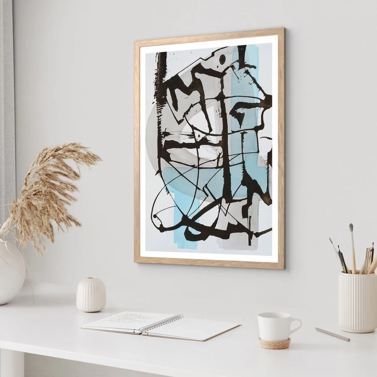 Poszter világos tölgy keretben - Mindennek ellenére kék - 61x91 cm