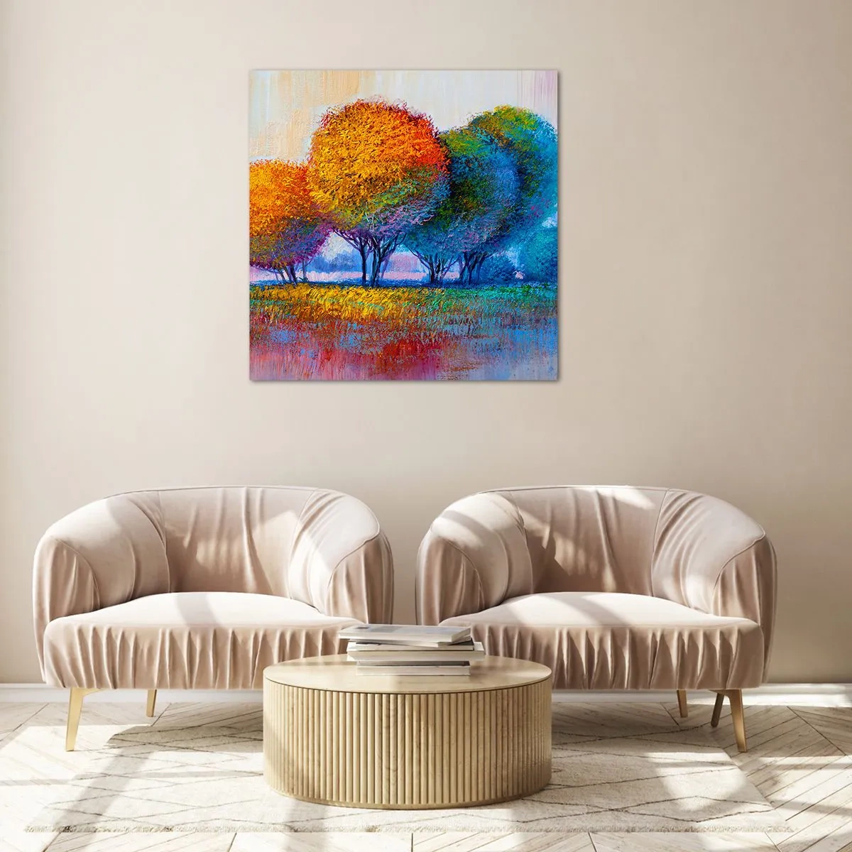 Üveg kép - Ragyogó színek csomója - 30x30 cm