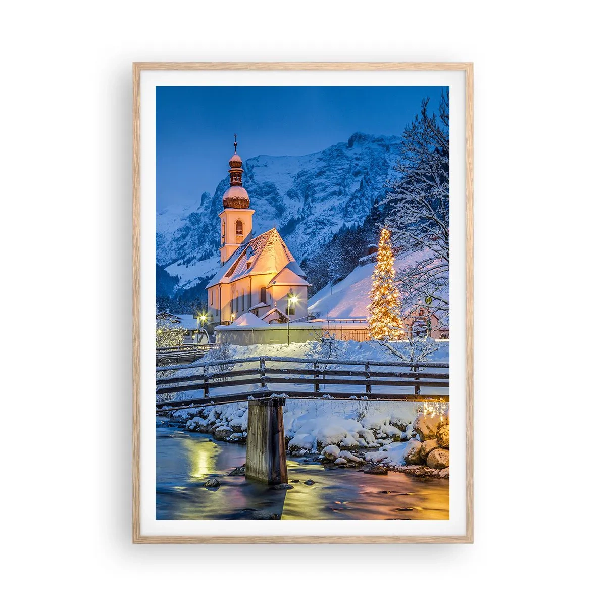 Poszter világos tölgy keretben - Karácsonyi hangulat - 70x100 cm