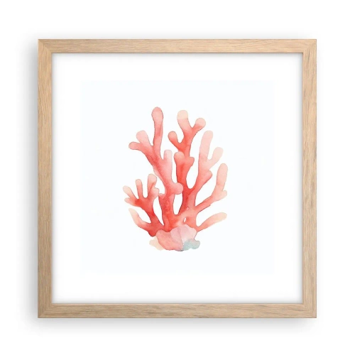Poszter világos tölgy keretben - A korall színe - 30x30 cm