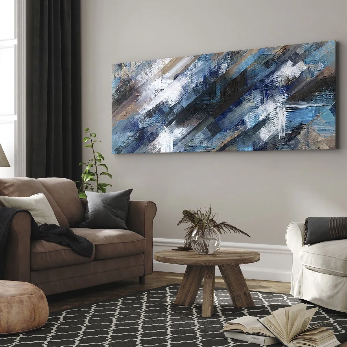 Vászonkép - Kék ferdén - 100x40 cm