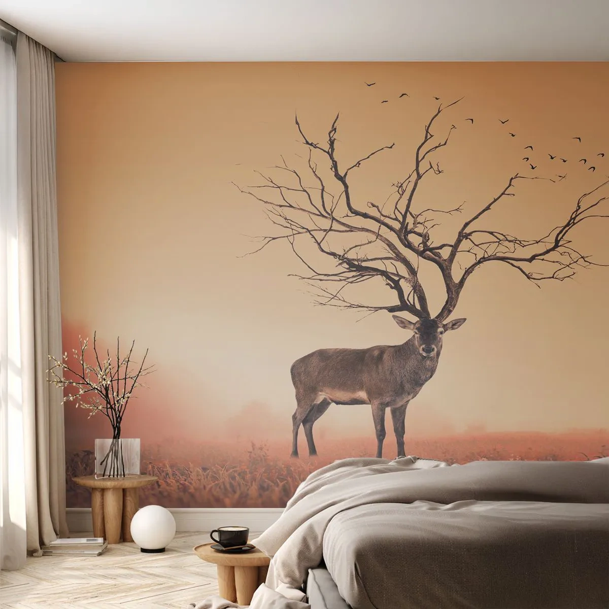 Fotótapéta Standard Eco - Ős szarvas - az erdő örök szelleme - Absztrakció, Szarvas, Természet - 200x140 cm