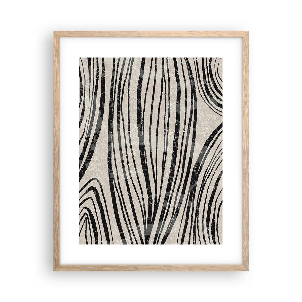 Poszter világos tölgy keretben - Vonalak csobbanása - 40x50 cm