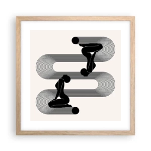 Poszter világos tölgy keretben - Érzéki szimmetria - 40x40 cm