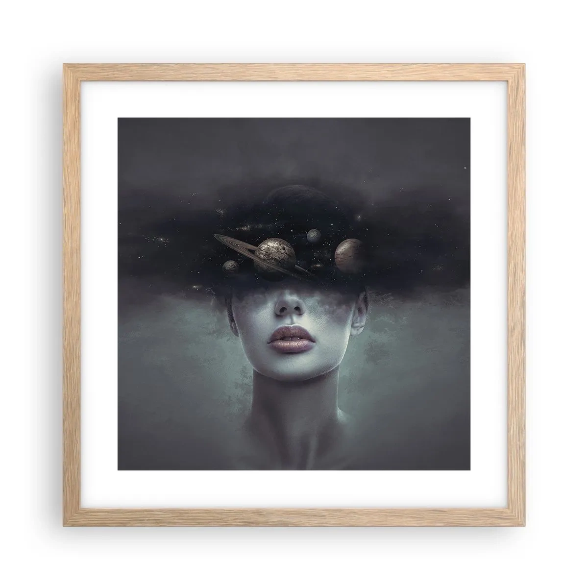 Poszter világos tölgy keretben - És a bolygók megvadulnak... - 40x40 cm