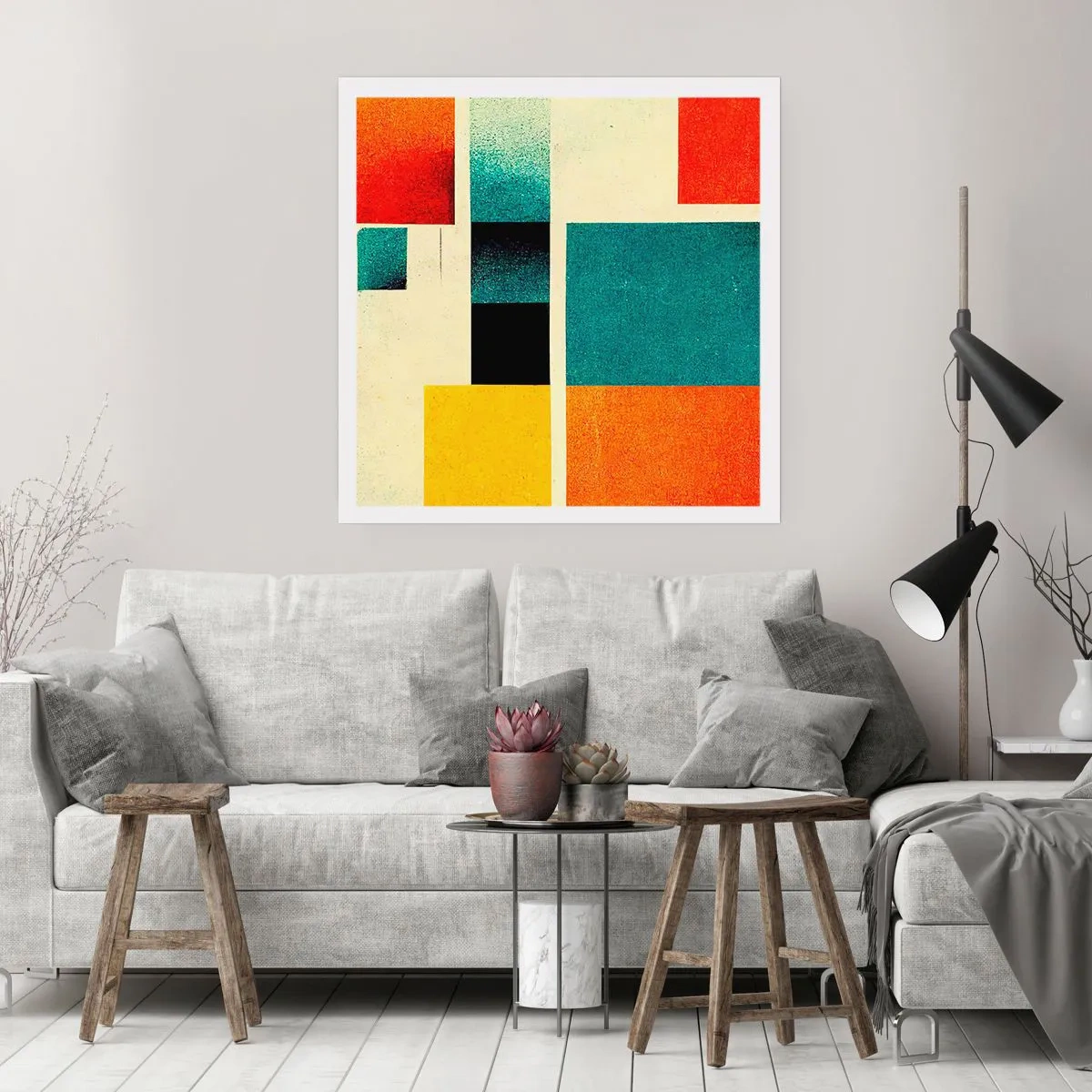 Poszter - Geometrikus absztrakció - jó energia - 50x50 cm