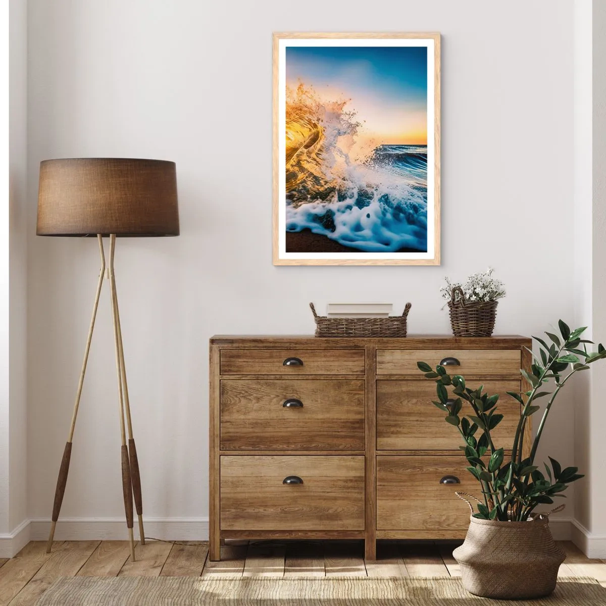 Poszter világos tölgy keretben - Játék a homokban - 40x50 cm