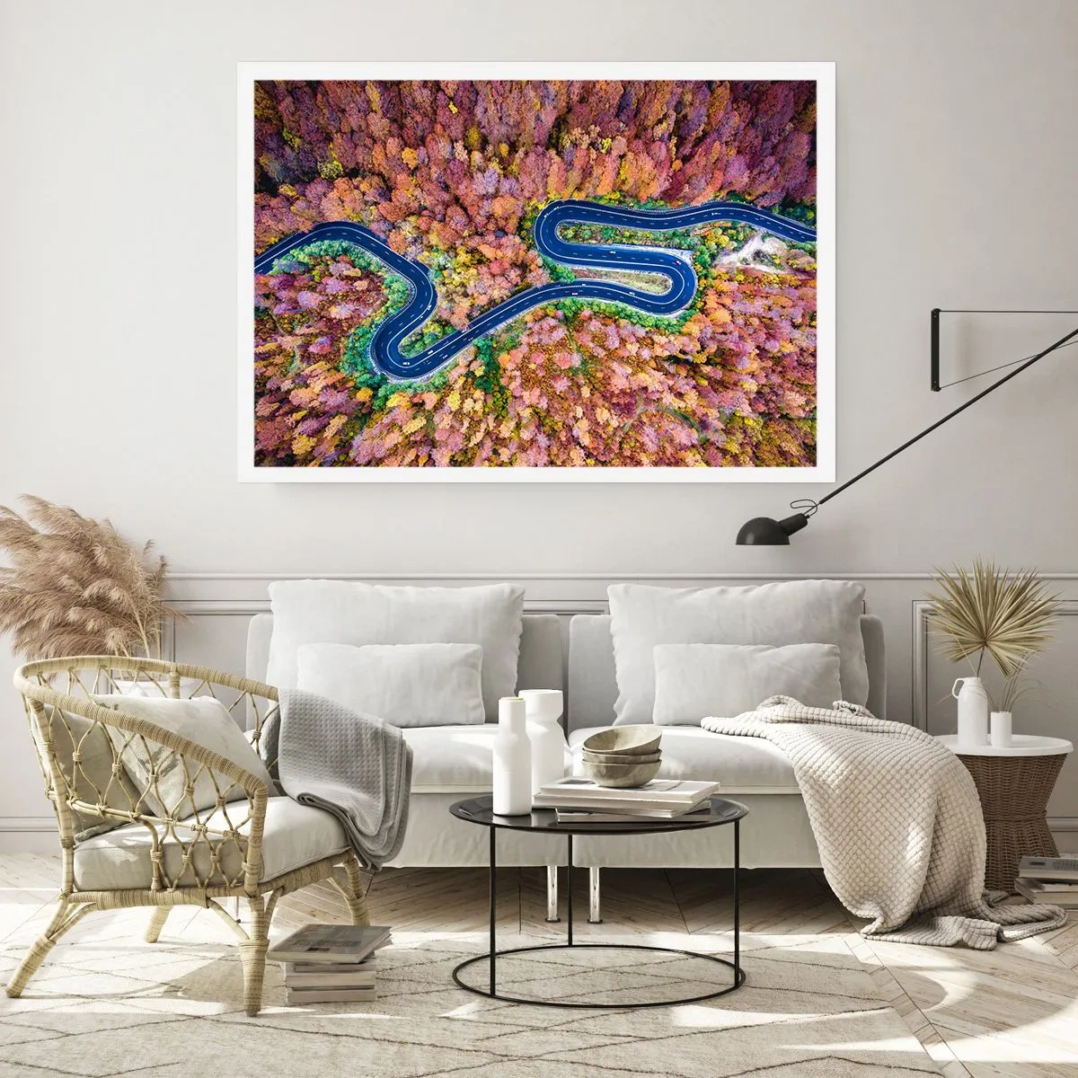 Poszter - Kanyargós út az erdőn keresztül - 91x61 cm