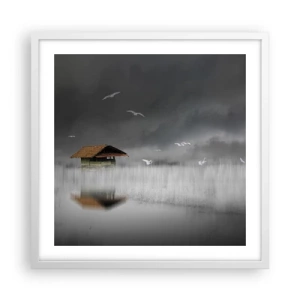 Poszter fekete keretben - Menedék az esőtől - 50x50 cm