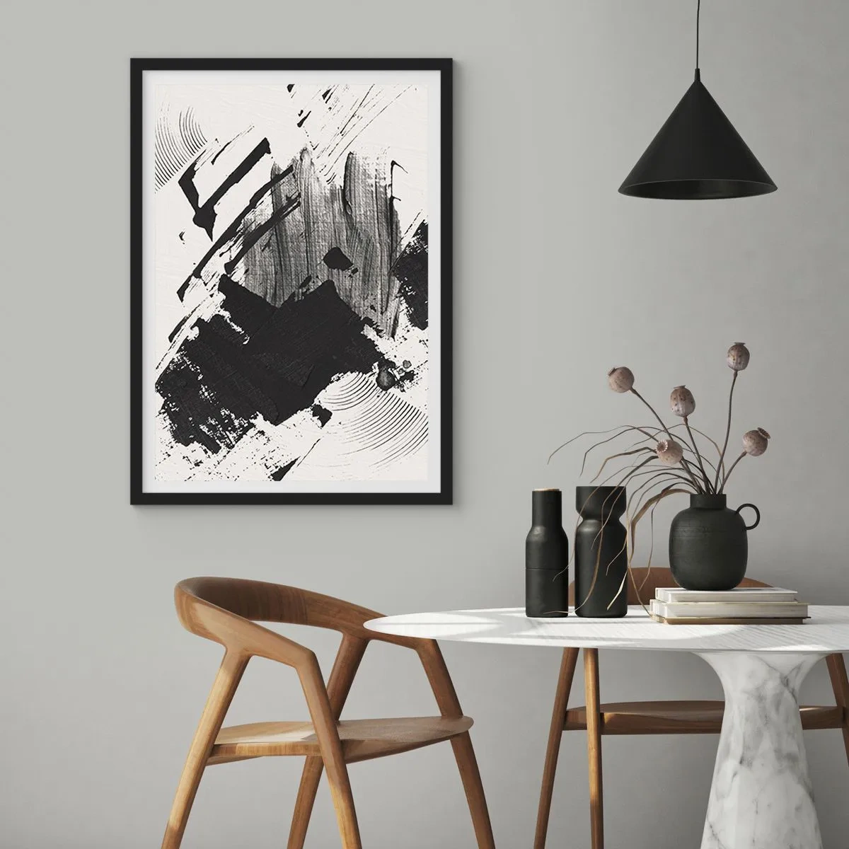 Poszter fehér keretben - Absztrakció - a fekete kifejezése - 30x40 cm