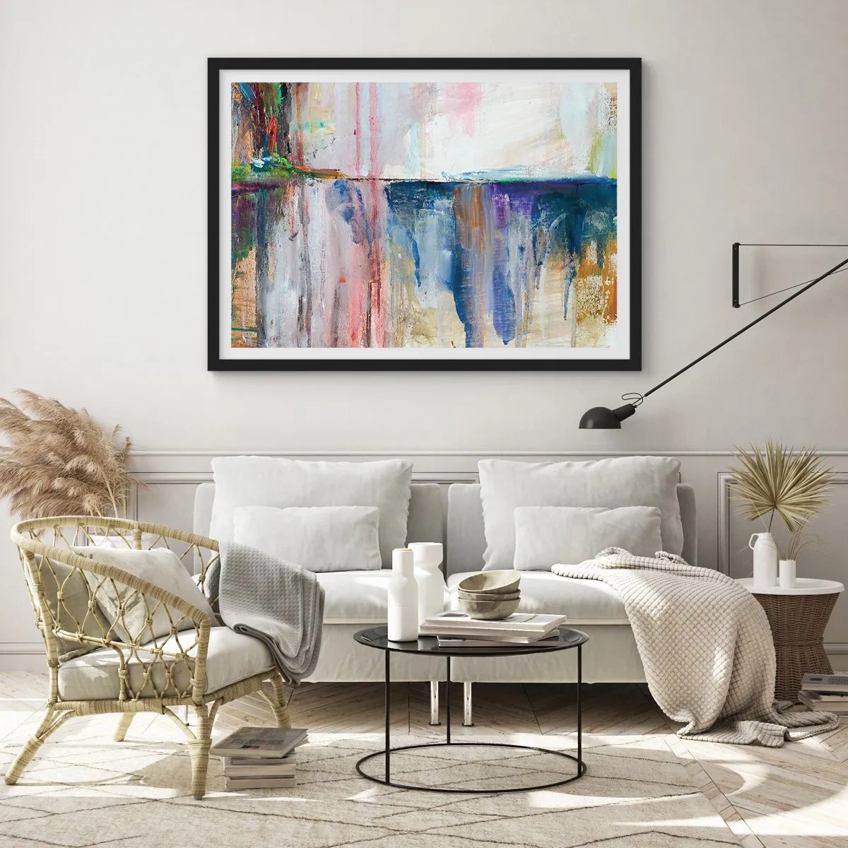 Poszter fehér keretben - Színes benyomások és társítások - 100x70 cm