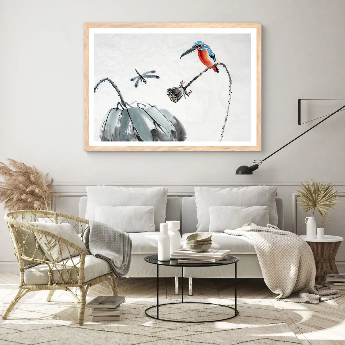 Poszter világos tölgy keretben - A rét élete - 91x61 cm