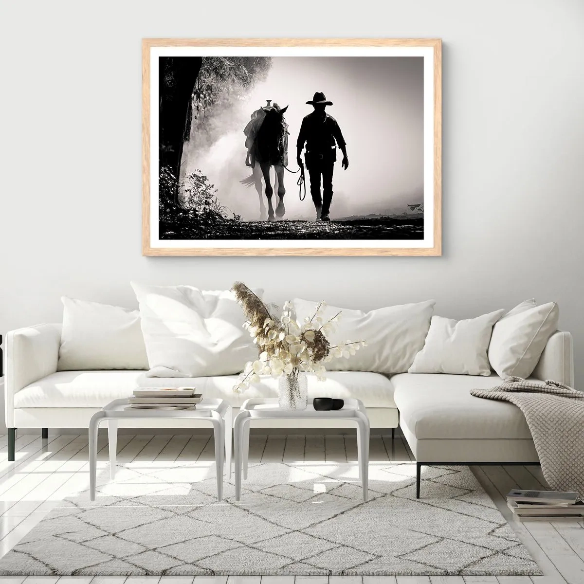 Poszter világos tölgy keretben - Texasi reggel - 70x50 cm