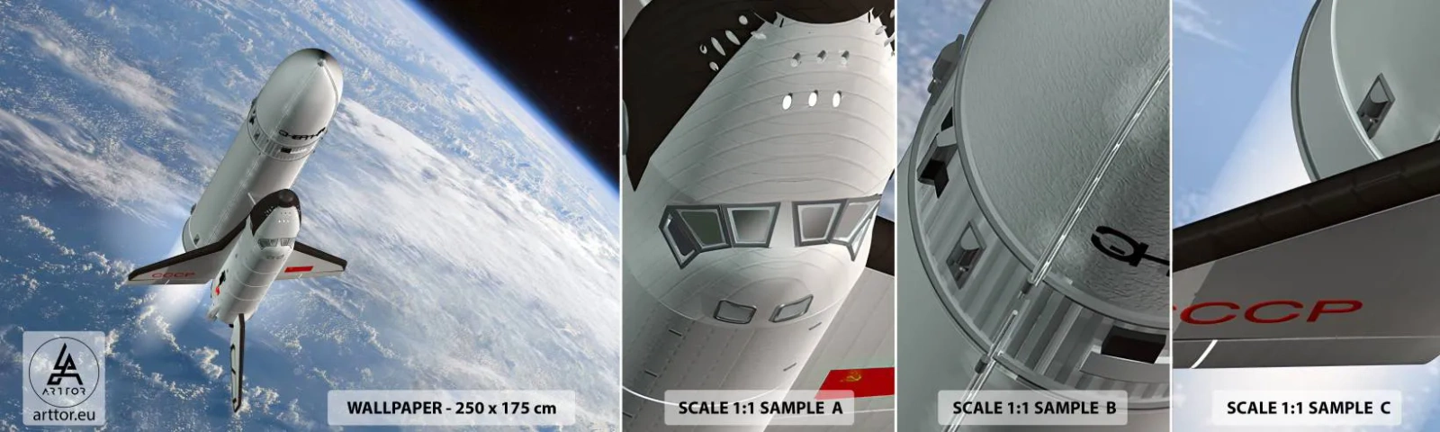 Fotótapéta Minta Standard Eco - Kozmikus mennybemenetel - Világegyetem, Szputnyik, Egy űrrakéta - 100x30 cm