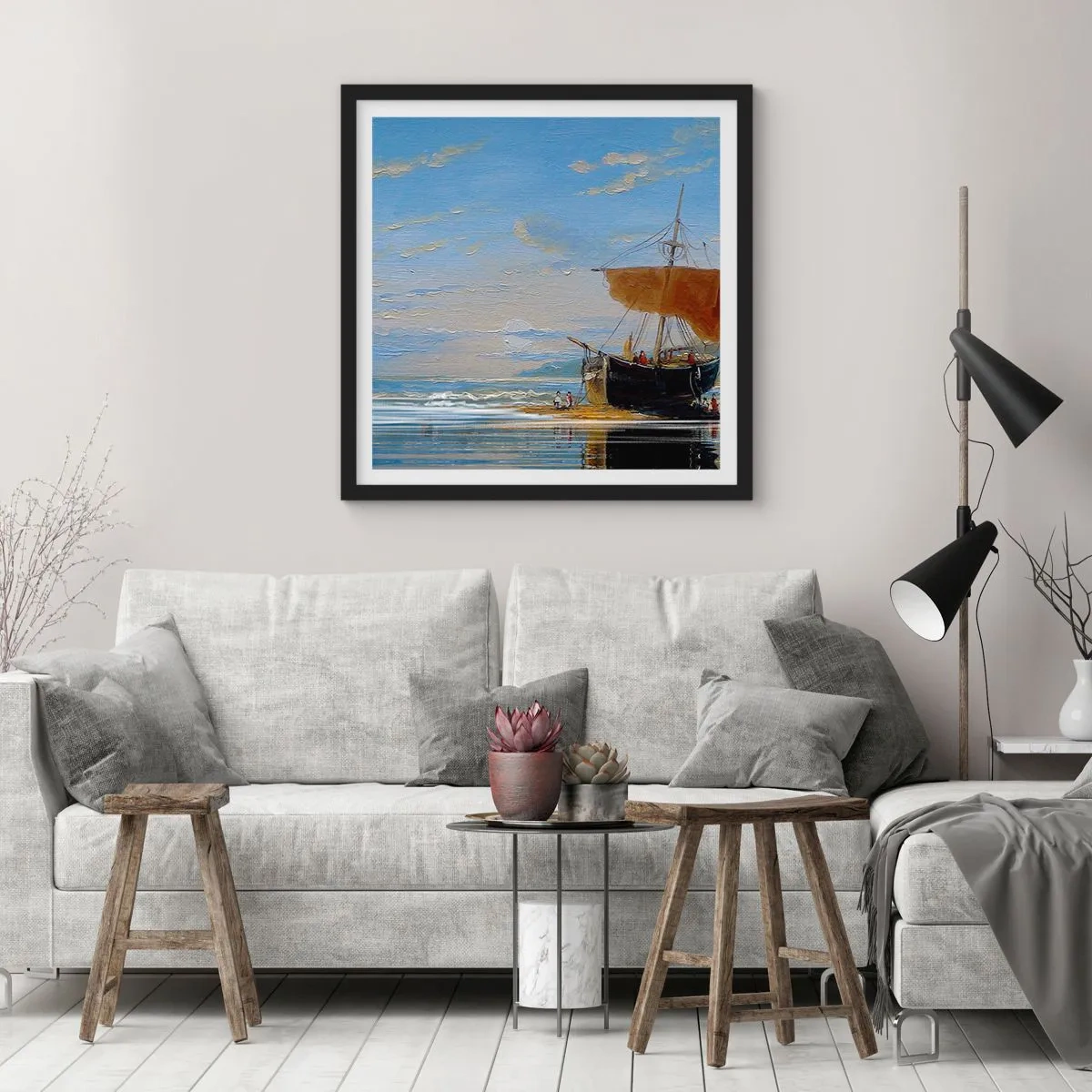 Poszter fehér keretben - Víz, föld, levegő - 50x50 cm