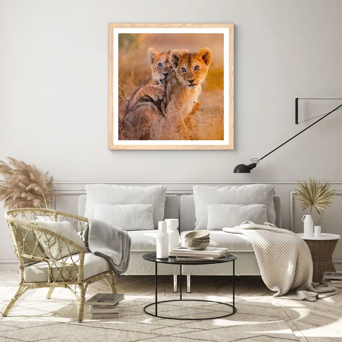 Poszter világos tölgy keretben - Ne zavarni! Szórakozunk - 30x30 cm