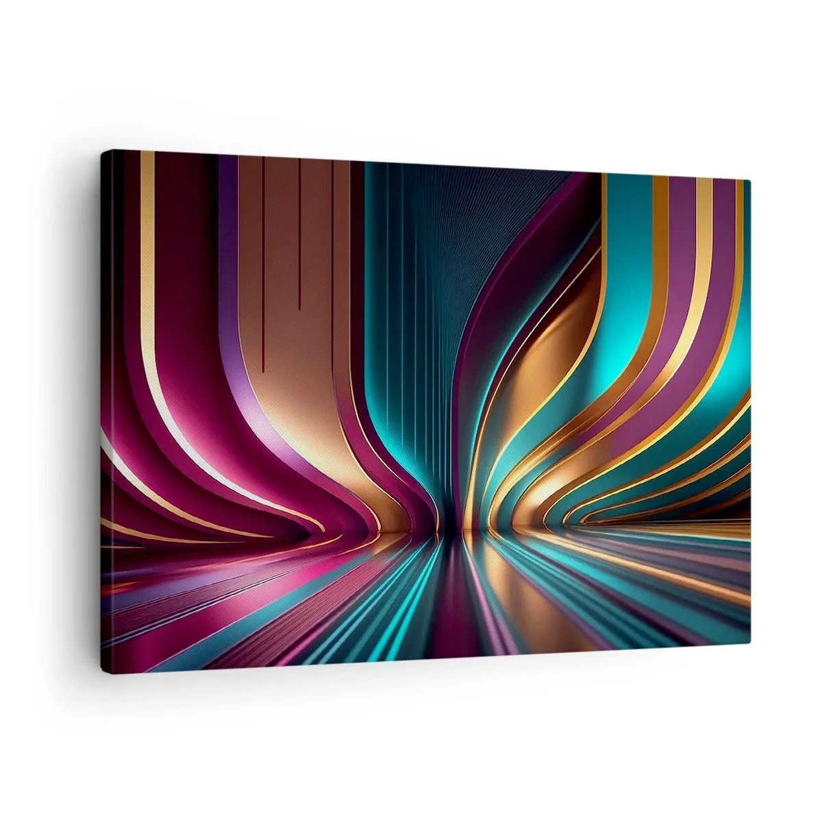 Vászonkép - Futurisztikus absztrakció intenzív színekkel és ívekkel - 70x50cm - A fény építészete - Modern fali dekoráció nappalihoz és hálószobához ARTTOR