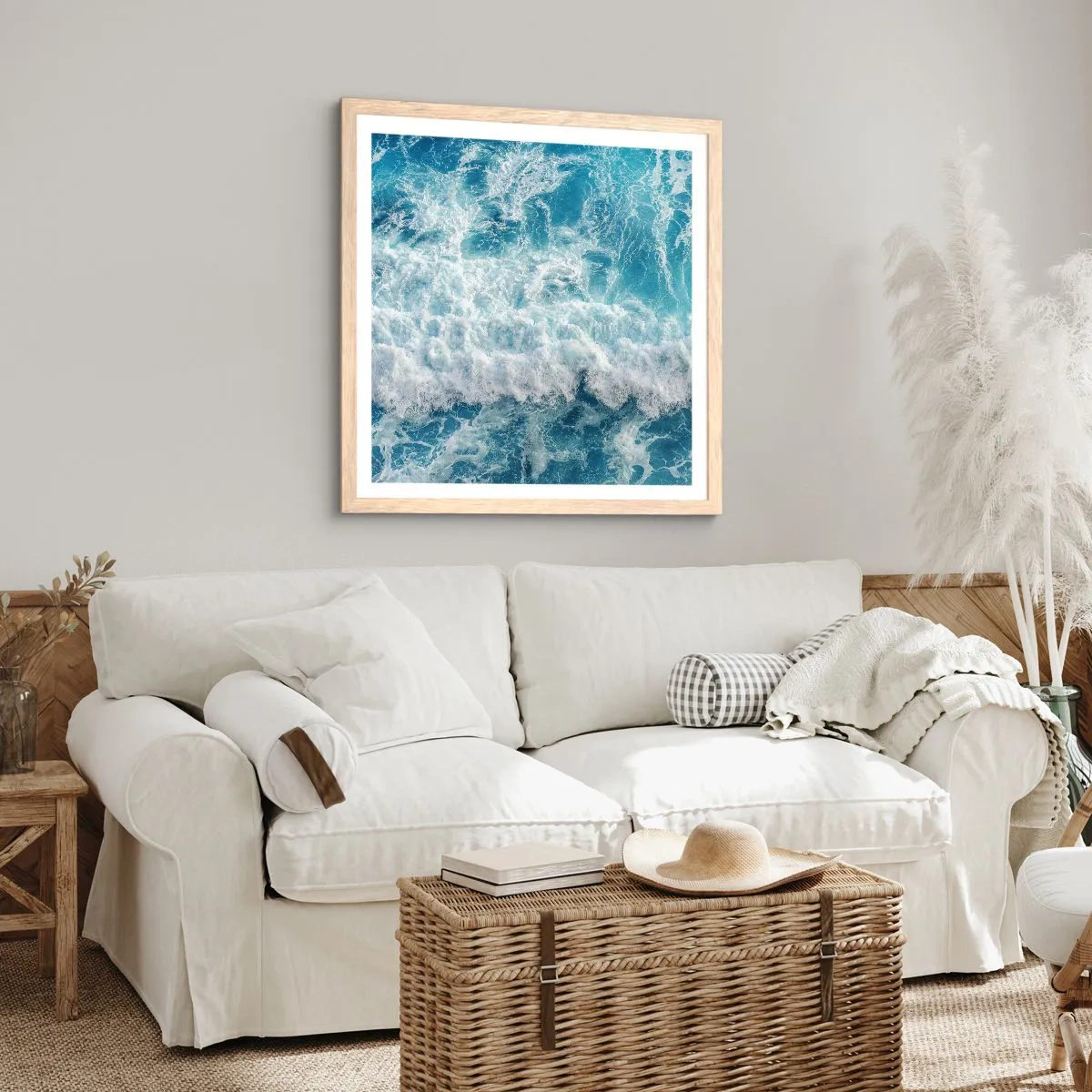 Poszter világos tölgy keretben - Vidáman és ugrálva - 60x60 cm