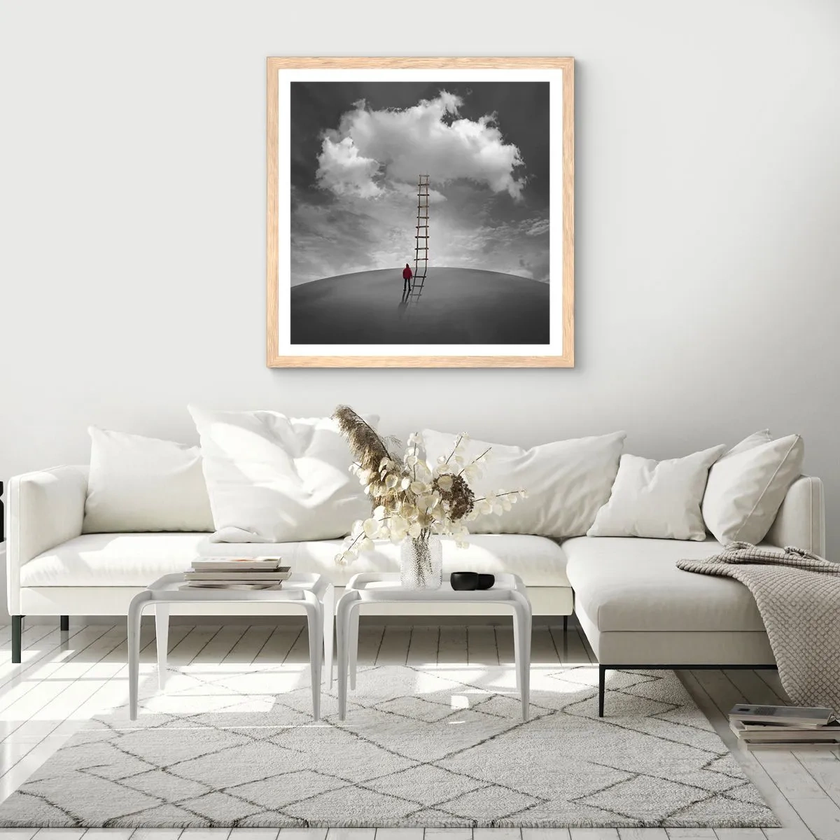 Poszter világos tölgy keretben - Minden lehetséges - 50x50 cm