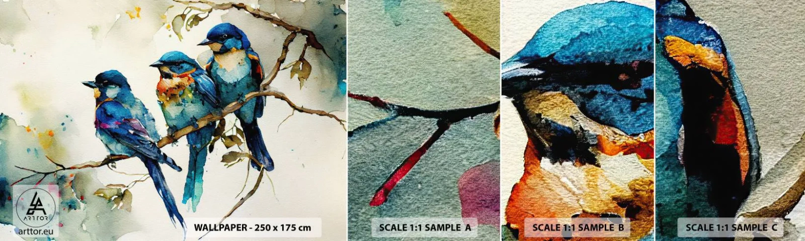 Fotótapéta Minta Standard Eco - Megsértődött? - Madarak, Természet, Vízfestmény - 100x30 cm