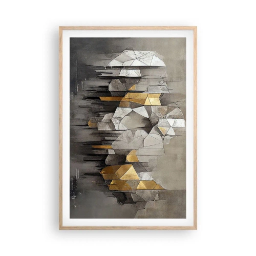 Poszter világos tölgy keretben - Kompozíció jégből és fényből - 61x91 cm