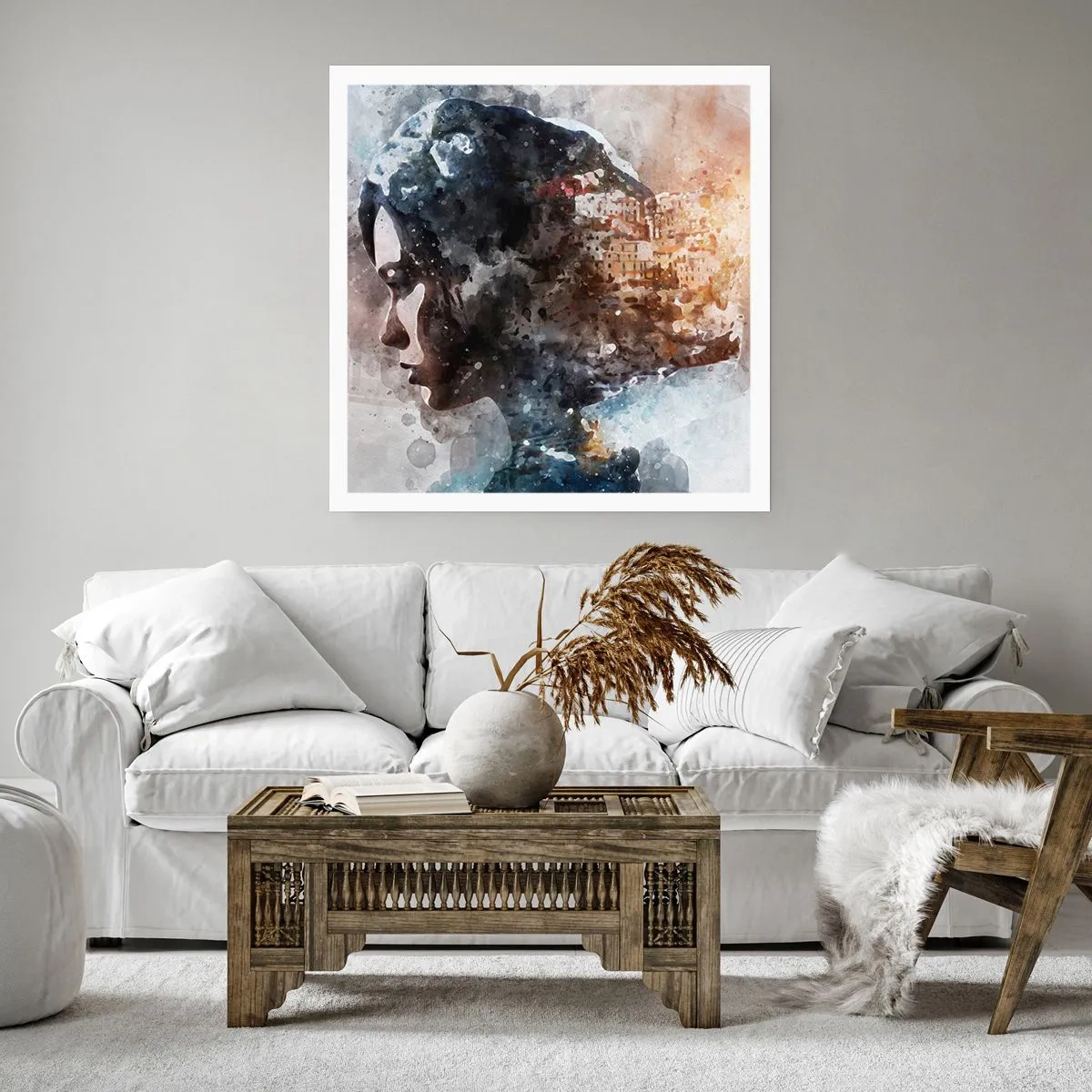 Poszter - Történet egy lányról, várossal a háttérben - 30x30 cm