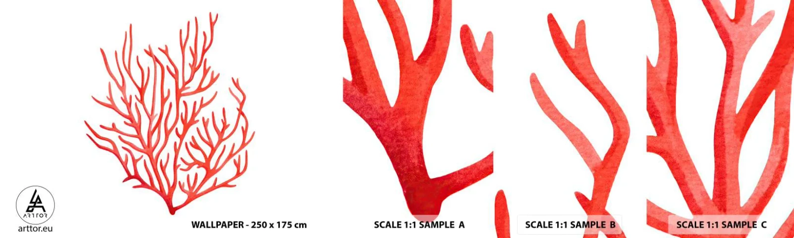 Fotótapéta Minta Öntapadós Deluxe Sticker - Korall filigrán - korallzátony, Tengerpart, Minimalista - 100x30 cm